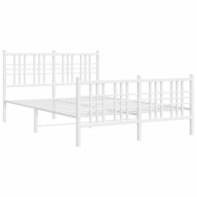 Metal Bed Frame with Headboard and Footboard White 140x190 cm