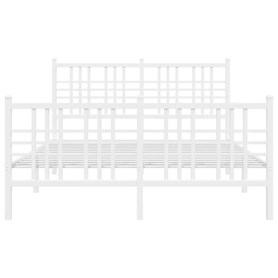 Metal Bed Frame with Headboard and Footboard White 140x190 cm