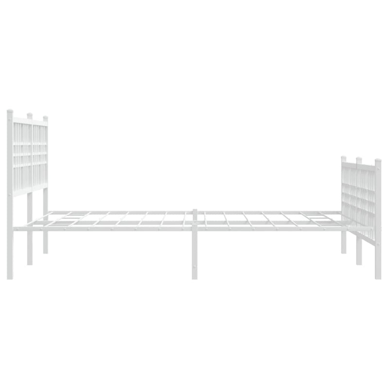 Metal Bed Frame with Headboard and Footboard White 140x190 cm