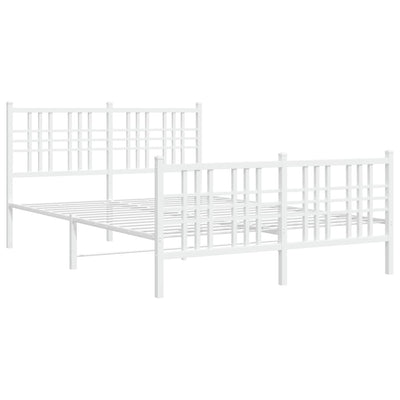 Metal Bed Frame with Headboard and Footboard White 140x200 cm