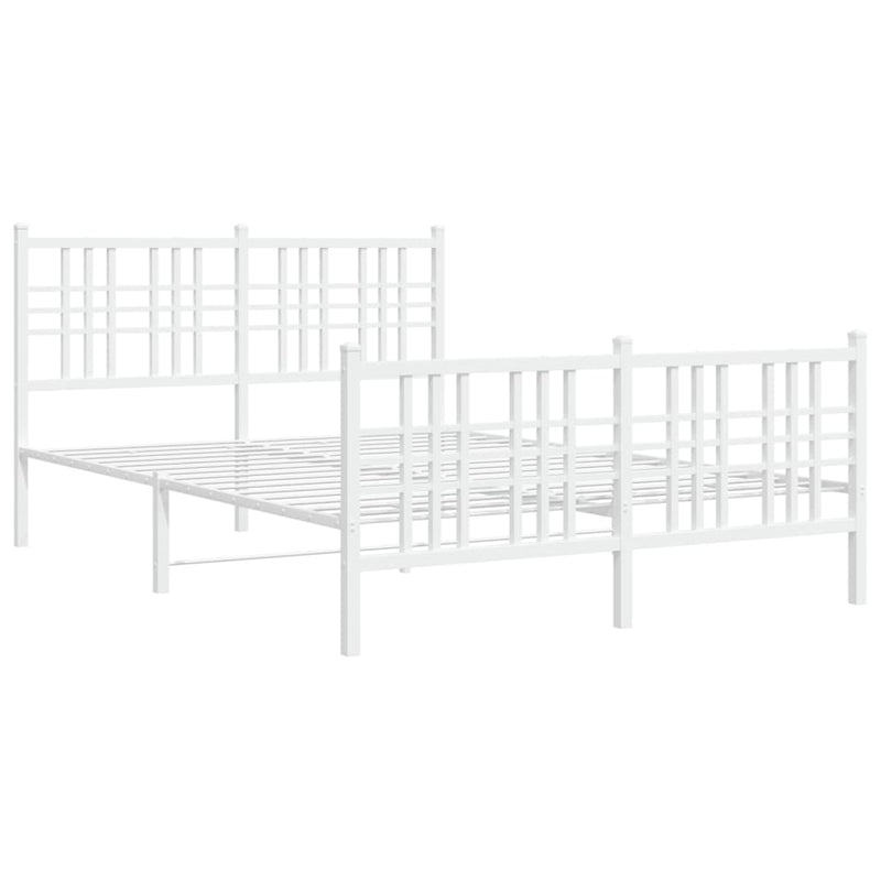 Metal Bed Frame with Headboard and Footboard White 140x200 cm