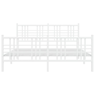 Metal Bed Frame with Headboard and Footboard White 150x200 cm King Size