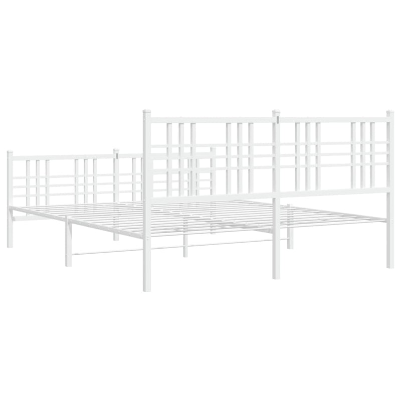 Metal Bed Frame with Headboard and Footboard White 150x200 cm King Size