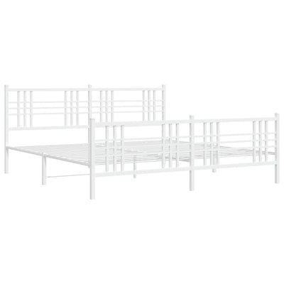 Metal Bed Frame with Headboard and Footboard White 183x213 cm