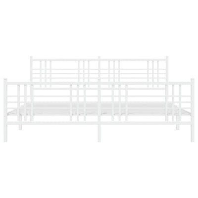 Metal Bed Frame with Headboard and Footboard White 183x213 cm