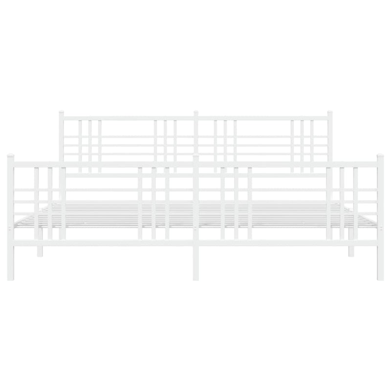 Metal Bed Frame with Headboard and Footboard White 183x213 cm