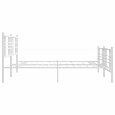 Metal Bed Frame with Headboard and Footboard White 183x213 cm