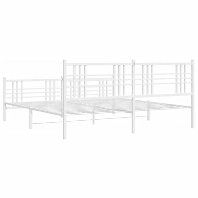 Metal Bed Frame with Headboard and Footboard White 183x213 cm