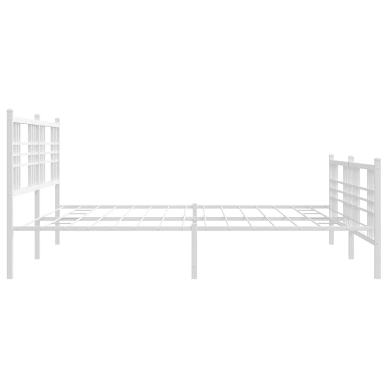 Metal Bed Frame with Headboard and Footboard White 193x203 cm