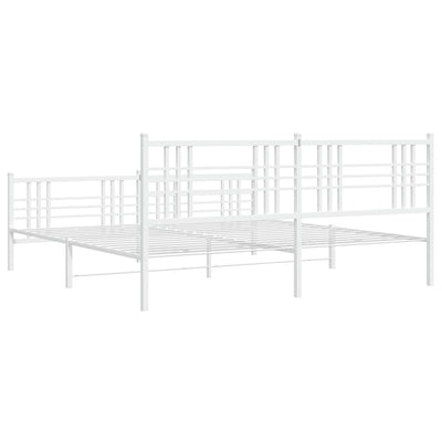 Metal Bed Frame with Headboard and Footboard White 193x203 cm