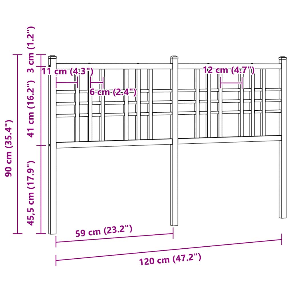 vidaXL Metal Replace Headboard White 120cm 6