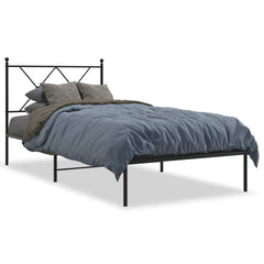 vidaXL Metal Bed Frame without Mattress with Headboard Black 90x190cm 2