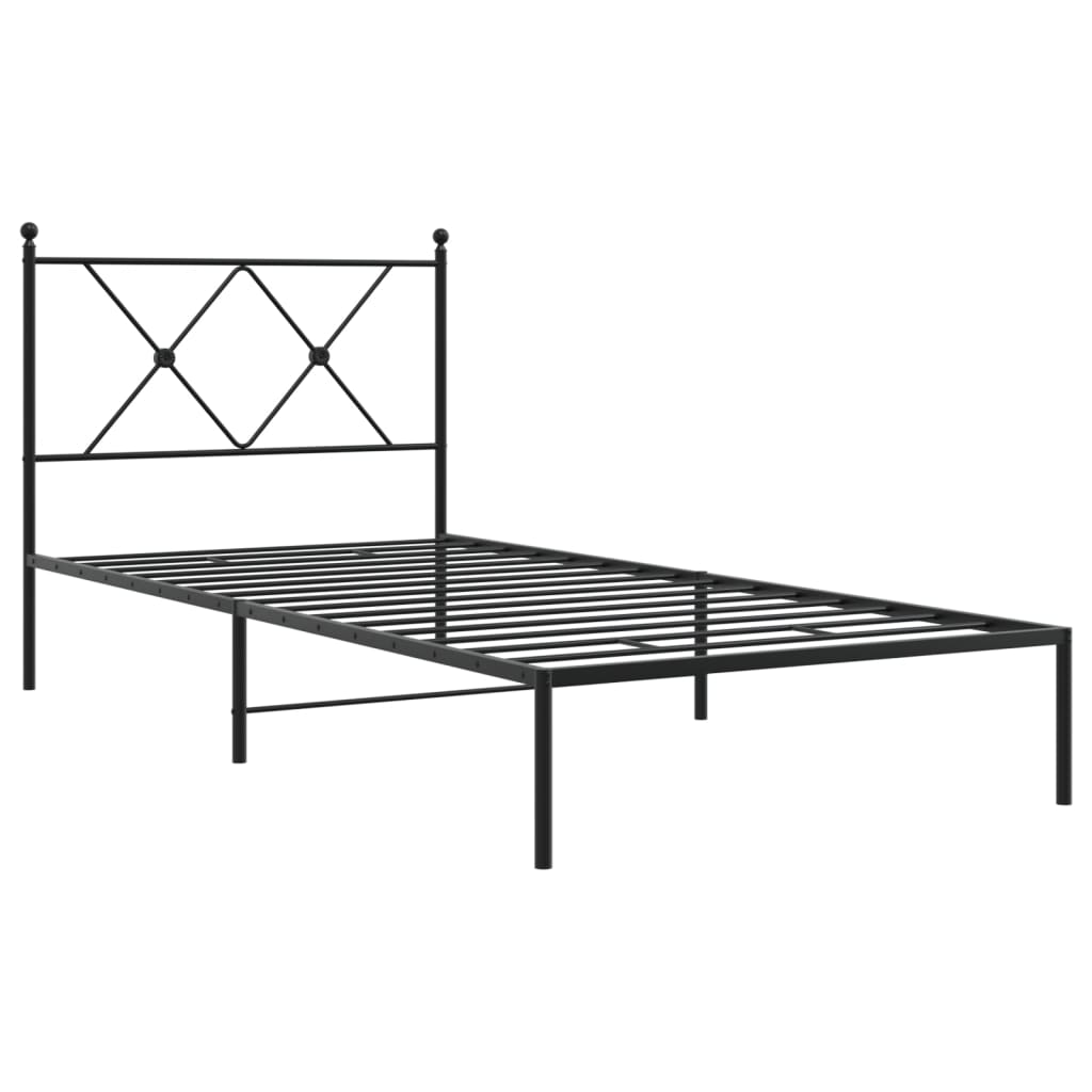 vidaXL Metal Bed Frame without Mattress with Headboard Black 90x190cm 3