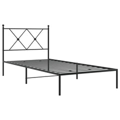 vidaXL Metal Bed Frame without Mattress with Headboard Black 90x190cm 3