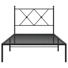 vidaXL Metal Bed Frame without Mattress with Headboard Black 90x190cm 4