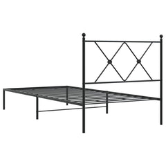 vidaXL Metal Bed Frame without Mattress with Headboard Black 90x190cm 6