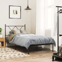 vidaXL Metal Bed Frame without Mattress with Headboard Black 90x190cm 1