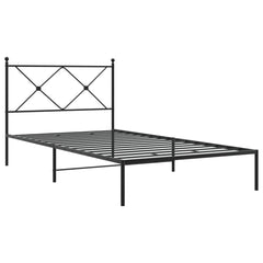 vidaXL Metal Bed Frame without Mattress with Headboard Black 100x200cm 3
