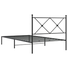 vidaXL Metal Bed Frame without Mattress with Headboard Black 100x200cm 6