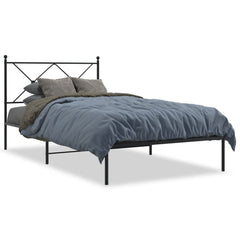 vidaXL Metal Bed Frame without Mattress with Headboard Black 107x203cm 2