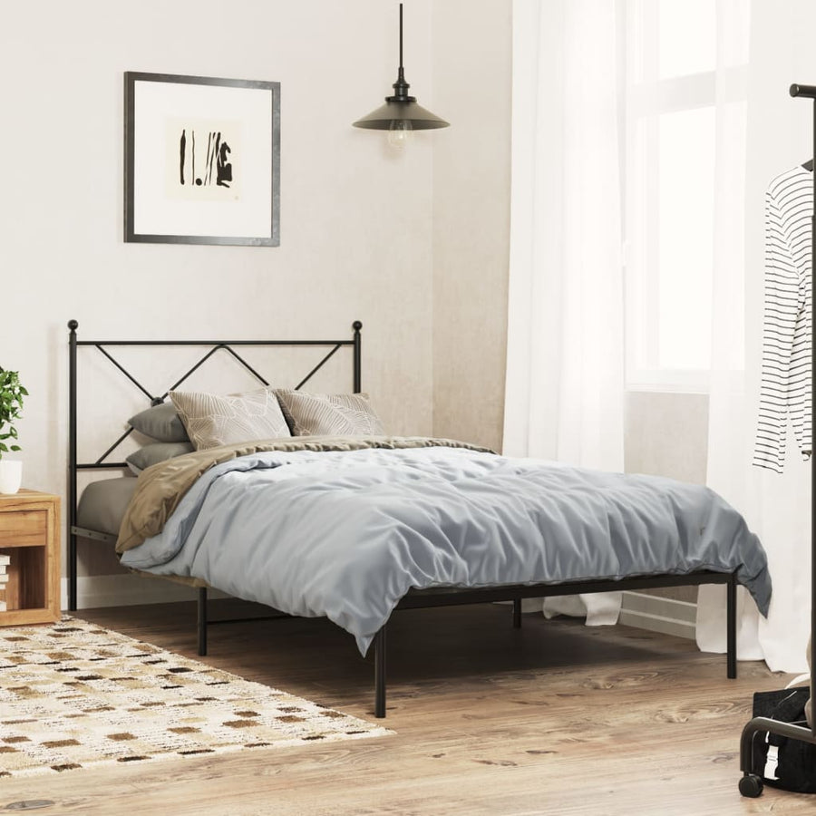 vidaXL Metal Bed Frame without Mattress with Headboard Black 107x203cm 1