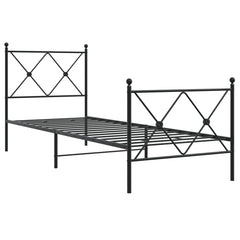vidaXL Metal Bed Frame without Mattress with Footboard Black 80x200cm 3