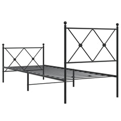 vidaXL Metal Bed Frame without Mattress with Footboard Black 80x200cm 6