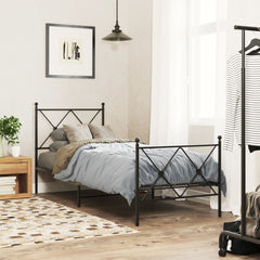 vidaXL Metal Bed Frame without Mattress with Footboard Black 80x200cm 1