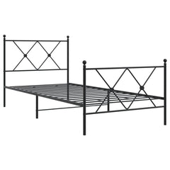 vidaXL Metal Bed Frame without Mattress with Footboard Black 90x190cm 3
