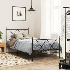 vidaXL Metal Bed Frame without Mattress with Footboard Black 90x190cm 1