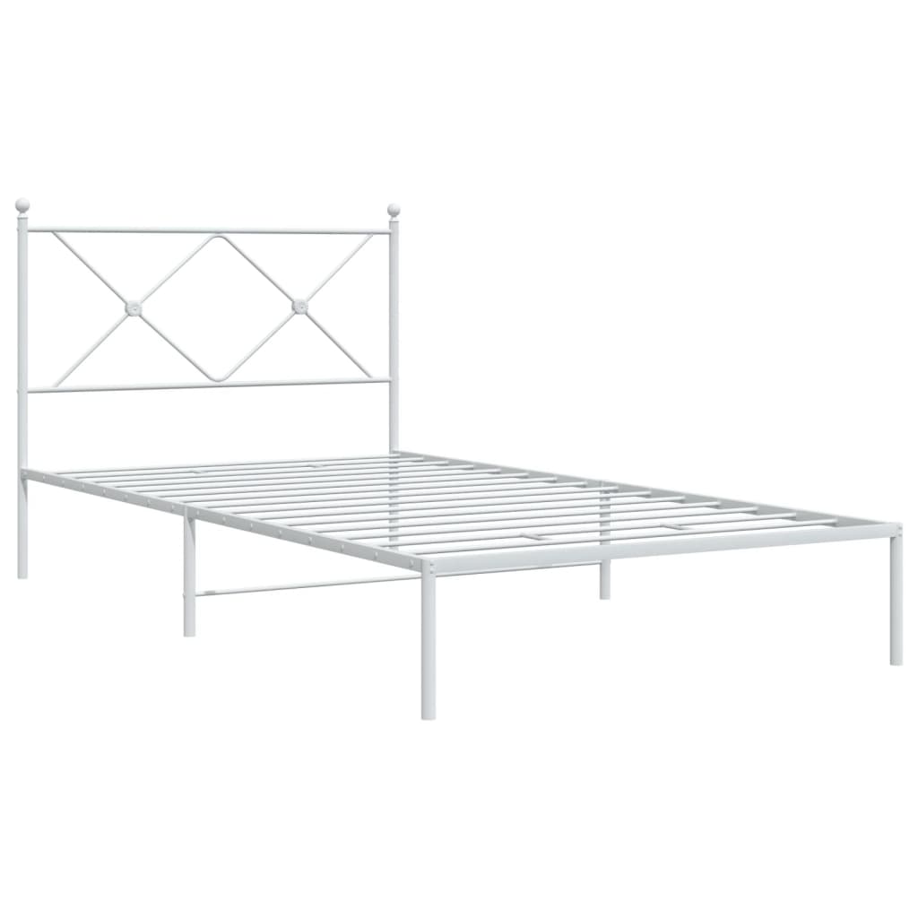 vidaXL Metal Bed Frame without Mattress with Headboard White 100x200cm 3
