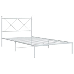 vidaXL Metal Bed Frame without Mattress with Headboard White 100x200cm 3