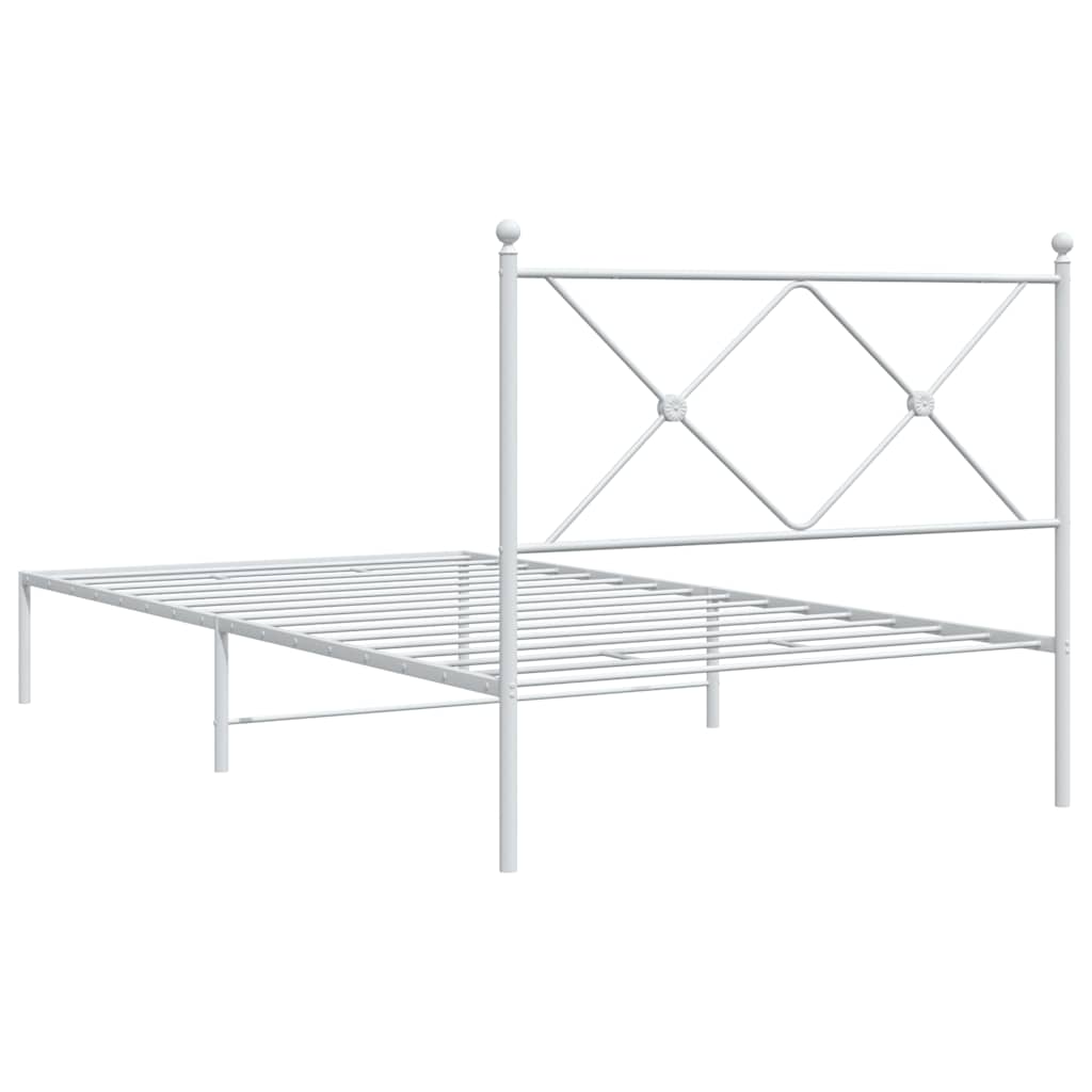 vidaXL Metal Bed Frame without Mattress with Headboard White 107x203cm 6
