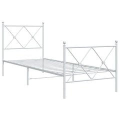 Metal Bed Frame without Mattress with Footboard with headboard & footboard White 80 cm 200 cm