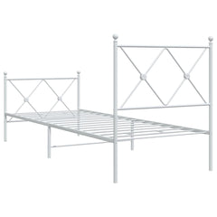 vidaXL Metal Bed Frame without Mattress with Footboard White 80x200cm 6