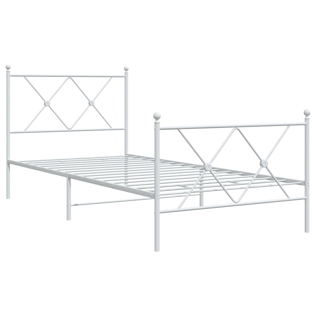 vidaXL Metal Bed Frame without Mattress with Footboard White 90x190cm 3