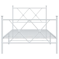 vidaXL Metal Bed Frame without Mattress with Footboard White 90x190cm 4