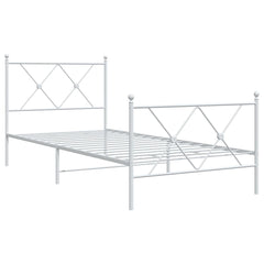 vidaXL Metal Bed Frame without Mattress with Footboard White 90x200cm 3