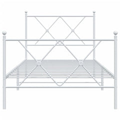 vidaXL Metal Bed Frame without Mattress with Footboard White 90x200cm 4