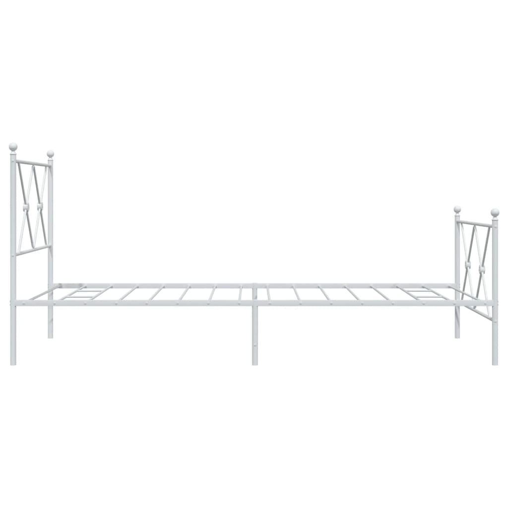 vidaXL Metal Bed Frame without Mattress with Footboard White 90x200cm 5