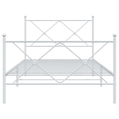 vidaXL Metal Bed Frame without Mattress with Footboard White 100x190cm 4