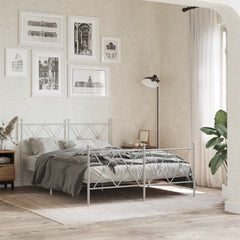 vidaXL Metal Bed Frame without Mattress with Footboard with headboard & footboard White