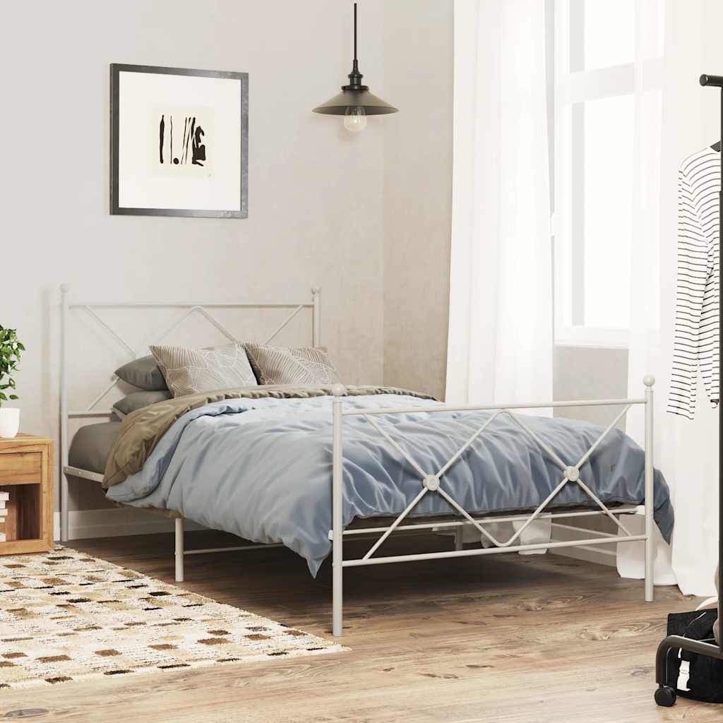 vidaXL Metal Replace Headboard White 107cm 3