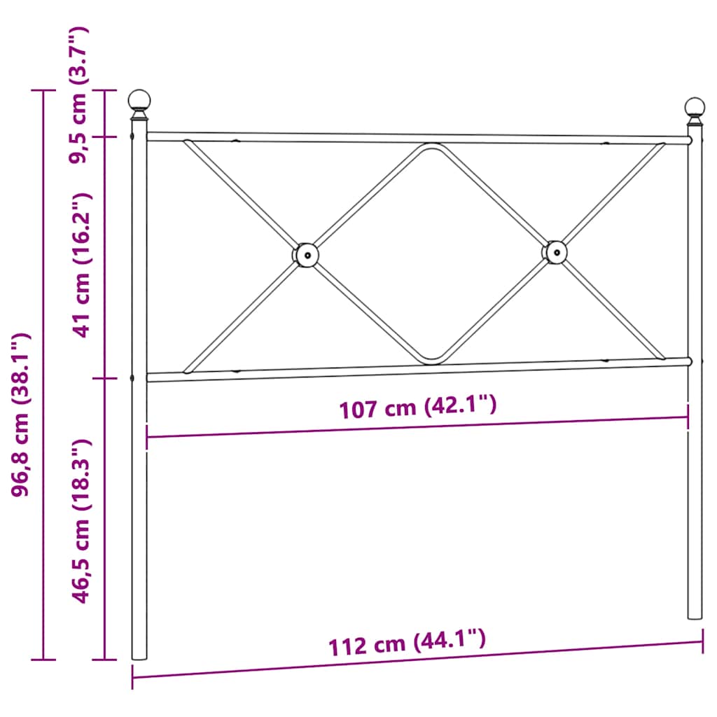 vidaXL Metal Replace Headboard White 107cm 6