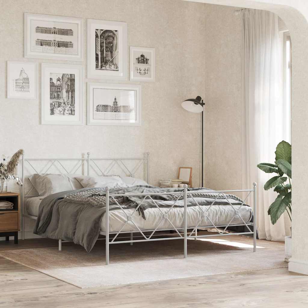 vidaXL Metal Replace Headboard White 160cm 3