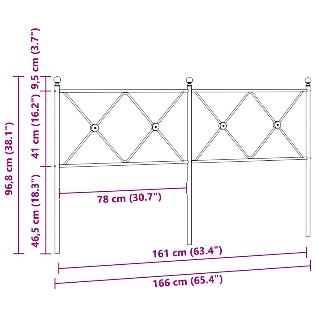 vidaXL Metal Replace Headboard White 160cm 6