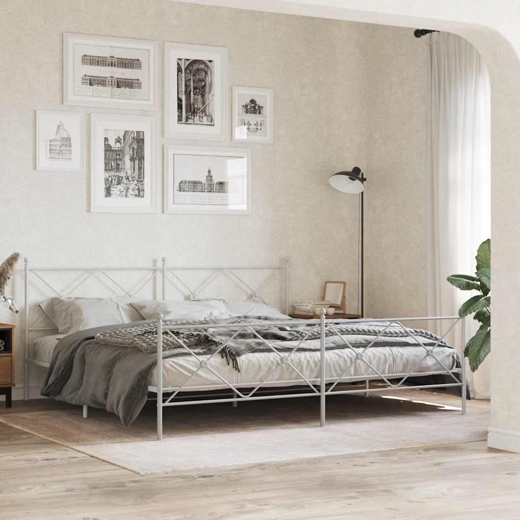 vidaXL Metal Replace Headboard White 193cm 3