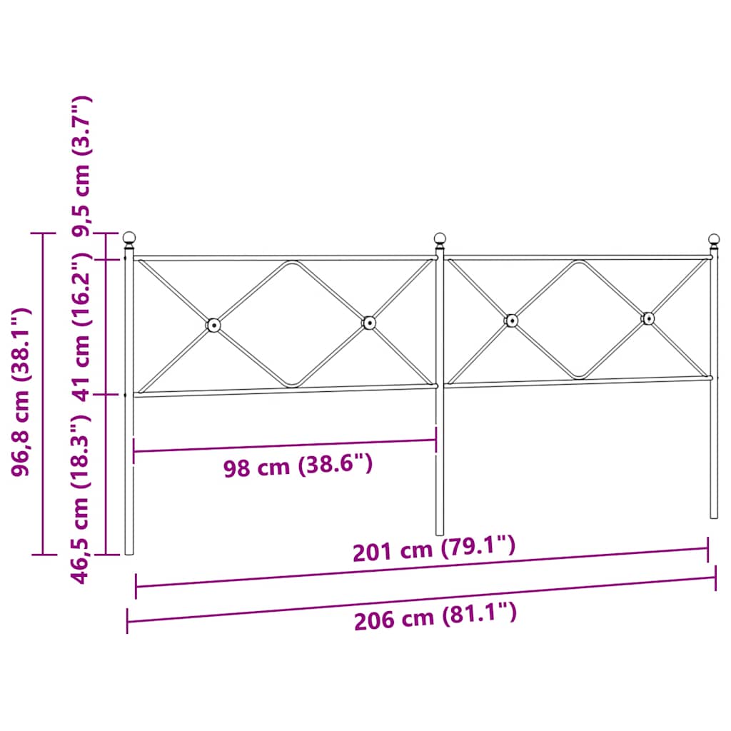 vidaXL Metal Replace Headboard White 200cm 6