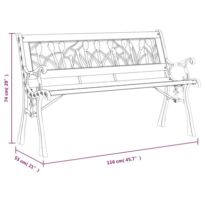 Garden Bench 116 cm Solid Wood Fir and Steel