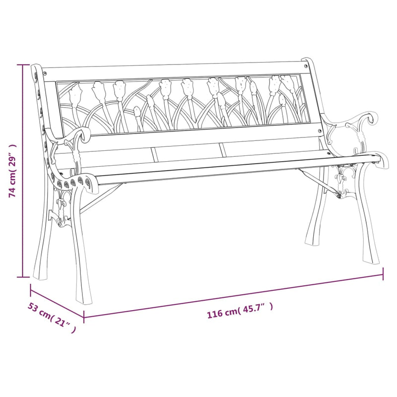 Garden Bench 116 cm Solid Wood Fir and Steel